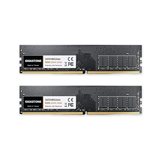Offerta a tempo: 【DDR4 RAM】GIGASTONE 16GB Kit(2x8GB) DDR4 2666MHz (2400MHz or 2133MHz) PC4-21300 (PC4-19200/17000) CL19 1.2V UDIMM 288pin Unbuffered Non ECC Ideale PC Desktop alta prestazione Memoria Upgrade - 0.00% da 142.99 € a 142.99 €