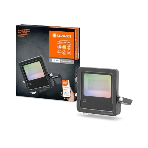 Tijdelijke aanbieding: LEDVANCE Smarte LED Aussenleuchte mit WiFi Technologie, Flutstrahler für Außen, RGB-Farben änderbar, 30W, aus dunkelgrauem Aluminium, Kompatibel mit Google und Alexa Voice Control, SMART+ WIFI FLOOD van 45.71 € naar 18.98 € (58.48% 