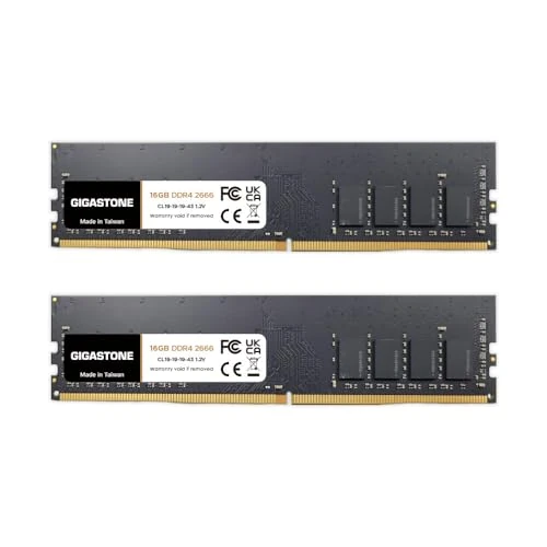 Offerta a tempo: 【DDR4 RAM】GIGASTONE 32GB Kit(2x16GB) DDR4 2666MHz (2400MHz or 2133MHz) PC4-21300 (PC4-19200/17000) CL19 1.2V UDIMM 288pin Unbuffered Non ECC Ideale PC Desktop alta prestazione Memoria Upgrade - 0.00% da 228.99 € a 228.99 €