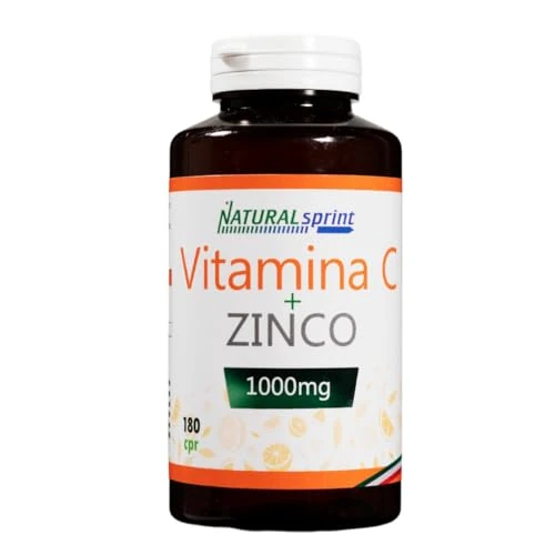 Vitamina C Pura Alto Dosaggio di Vit. C (1000mg)+ Zinco - 180 Compresse Per 6 Mesi-Vitamin C Dose Forte - Integratore Alimentare Made in Italy nel laboratorio NaturalSprint