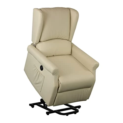 Offerta a tempo: Totò Piccinni Poltrona Barcellona Relax Reclinabile con Poggiapiedi Imbottita Confortevole Bergere (Ecopelle Panna, Elettrica Alzapersona) - 0.00% da 279.99 € a 279.99 €