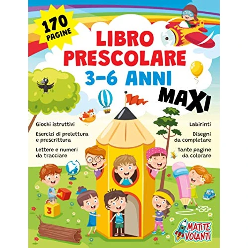 Tijdelijke aanbieding: LIBRO PRESCOLARE 3-6 ANNI MAXI: 170 pagine. Giochi istruttivi, esercizi di prelettura e prescrittura, lettere e numeri da tracciare, labirinti, disegni da completare e tante pagine da colorare van 13.80 € naar 13.80 € (0.00% korting