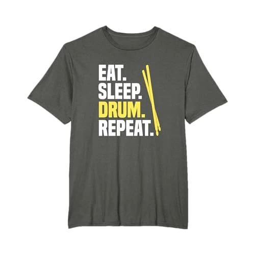 Offerta a tempo: Eat Sleep Drum Repeat Tamburi Batteria Batterista Maglietta - 15% da 19.49 € a 16.49 €