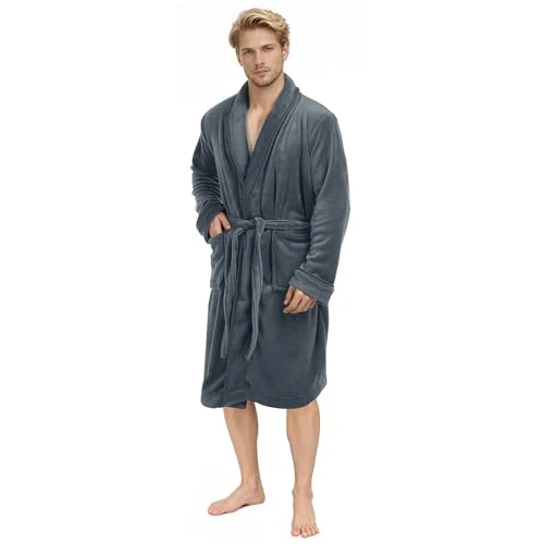 Offre limitée : NY Threads Robe de Chambre Homme Polaire Peignoir Bain Grand, Gris de 23.99 € à 23.99 € (0.00% de remise)