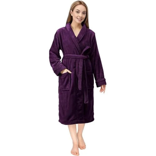 Offre limitée : NY Threads Luxe Doux Robe de Chambre Femme Polaire Col Châle Grand, Prune de 24.99 € à 24.99 € (0.00% de remise)