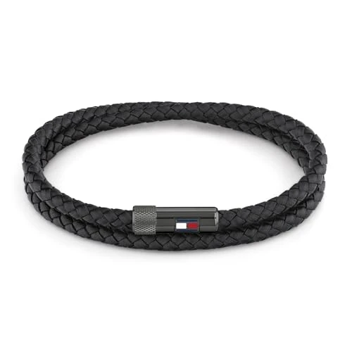 Offre limitée : Tommy Hilfiger Jewelry Bracelet pour Homme avec Cuir Tressé Noir à Double Tour - 2790262S de 43.83 € à 34.69 € (21% de remise)