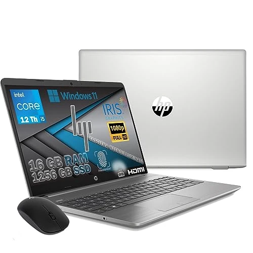 HP 250 G9 Laptop PC LAPTOP NOTEBOOK, SILVER, i5-1235U, RAM 16GB DDR4, SSD M2 1256 GB, 15.6 Inch FHD Display, Win 11 Pro, Backlit Keyboard, FINGERPRINT, FREE WIFI MOUSE