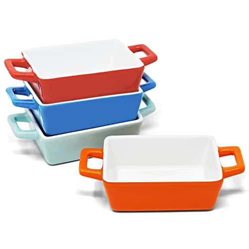 Tijdelijke aanbieding: Joeji's Kitchen Set van Mini Rechthoek Keramische Oven Bakschalen - Ideaal voor Mini Lasagne Shepherds Pie en meer - Kleine Braadschotel - Individueel & Kinder Portie (Rechthoekig) van 29.95 EUR naar 22.19 EUR (korting 26%)