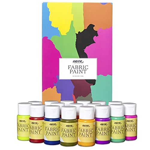 Offerta a tempo: Nazca Colors Colori per Tessuti Permanenti 16 x 30 ml – Pittura Acrilica per Stoffa e Pelle ideale per Dipingere Magliette, Borse, Jeans, Scarpe, Vestiti, Cuoio - Buona Capacità di Copertura - 0.00% da 19.90 € a 19.90 €