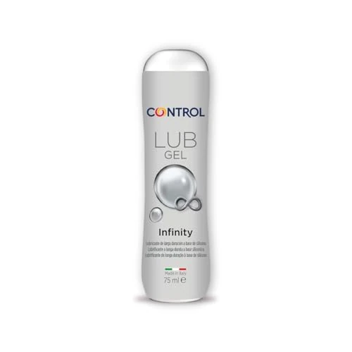 Control Lub Infinity - Gel Lubricante de Larga Duración - 75 mililitros - Base silicona - Compatible con Preservativo - Hipoalergénico - Sin azúcar - No mancha - Color Transparente