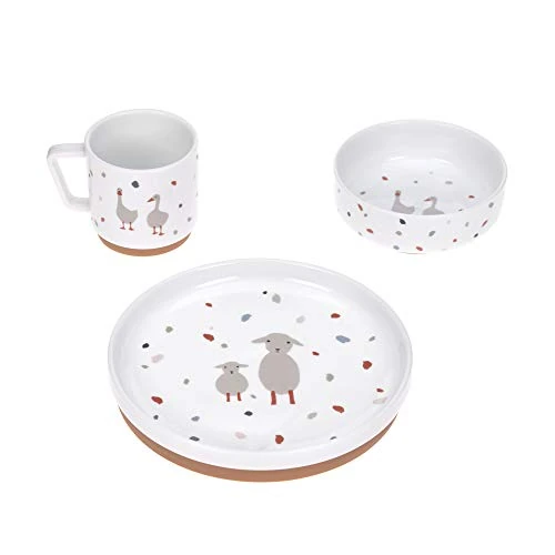 Oferta limitada: LÄSSIG juego de vajilla de porcelana para niños, plato, cuenco, taza con anillo de silicona, vajilla infantil antideslizante/Tiny Farmer Sheep/Goose de 33.95 € a 31.64 € (ahorro 7%)