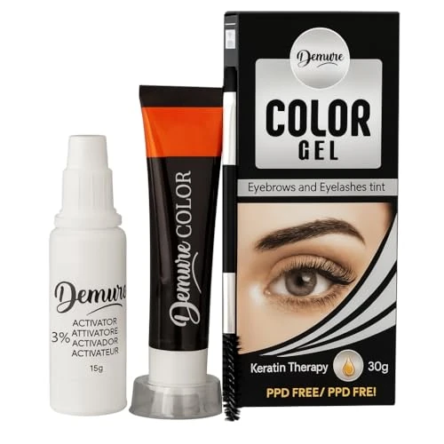 Limited-time offer: Demure Color Gel Eyelash and Eyebrow Tint, PPD Free, Ammonia Free, up to 30 Applications, up to 4 Weeks Lasting Effect, Lash and Brow Dye Kit with Keratin (1.0 Black) from 9.50 £ to 9.50 £ (save 0.00%)