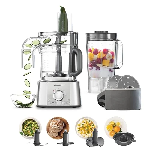 Offerta a tempo: Kenwood Robot da Cucina MultiPro Express FDP65.590SI con Ampia Gamma di Accessori, Ciotola di Capacità 3 L, Potenza 1000 W, 2 Velocità Più Pulse, Argento - 7% da 129.00 € a 119.90 €