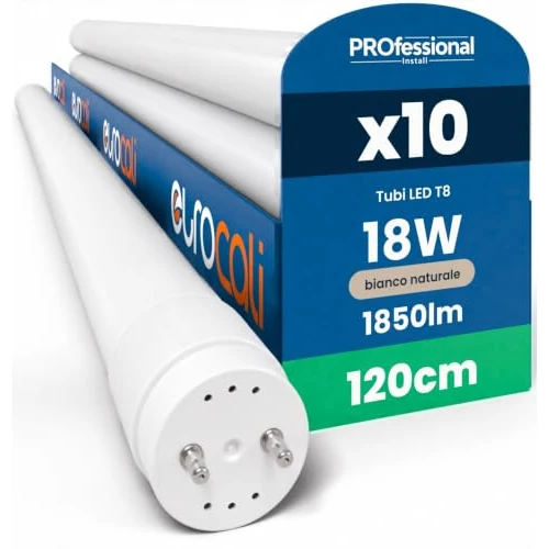 Offerta a tempo: 10 Tubi LED 18W 120cm T8 G13 con Starter per Soffitto Garage Negozio | Luce Naturale 4000K 1850 Lumen Alta Luminosità 102 lm/W - Materiale Nano Plastic Sostituzione Neon - Garanzia 6 Anni - 23% da 44.99 € a 34.65 €