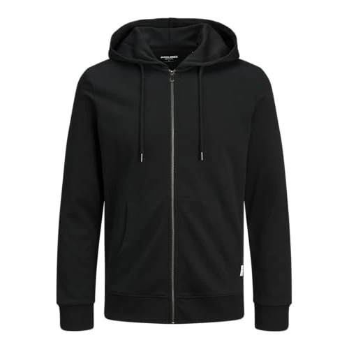 JACK & JONES Jjebasic Sweat Zip Hood Noos Felpa Sportiva con Cappuccio, Nero, XXL Uomo