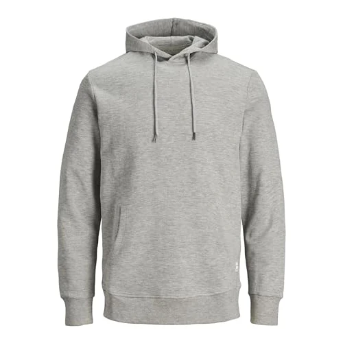 JACK & JONES heren Sweatshirt met capuchon Jjebasic Sweat Hood Noos,lichtgrijs gem.,S