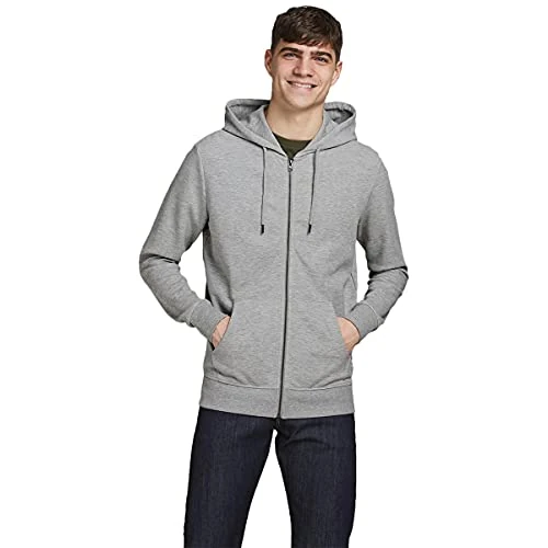 Oferta limitada: Jack & Jones Jjebasic Sweat Zip Hood Noos Sudadera con capucha de deporte, Gris (Light Grey Melange), XL Hombre de 30.72 EUR a 26.18 EUR (ahorro 15%)
