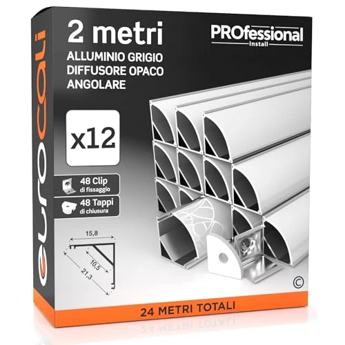 Offerta a tempo: 12x Profili Angolari da 2 metri (24mt) in Alluminio per Strisce LED - 0.00% da 49.99 € a 49.99 €