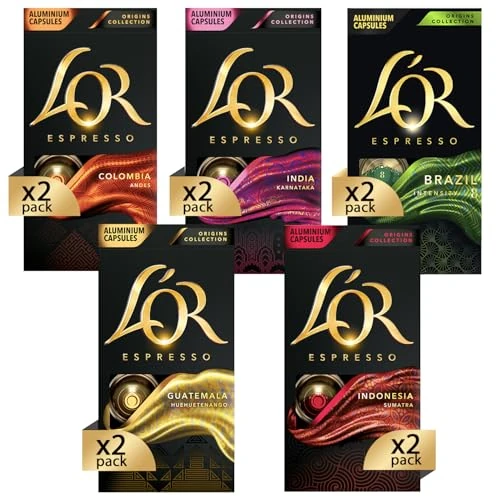 L'OR Origins Espresso Coffee Variety Bundle – Nespresso®* Alluminium Capsules - 10 verpakkingen van 10 pods (100 porties)