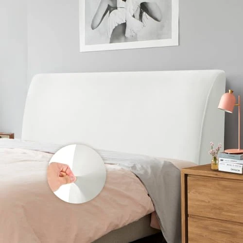 Oferta limitada: Caijin Funda para Cabecero, Protector de Funda de Cabecera de Cama, Tejido de Terciopelo Suave, Funda Protectora para cabecero de Cama (Blanco, Longitud de la cabecera：120cm-140cm) de 24.99 € a 24.99 € (ahorro 0.00%)