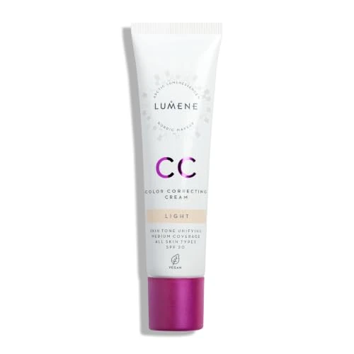 Offerta a tempo: LUMENE CC Cream Crema Correzione Colore con SPF 20 e Copertura Media per Tutti i Tipi di Pelle, Vegana 30 ml Light - 41% da 19.99 € a 11.88 €