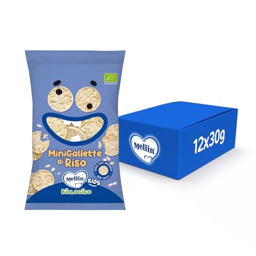 Offerta a tempo: Mellin - MiniGallette di Riso - Snack Biologico per Bambini dai 3 anni in su - 8 Confezioni da 30 grammi (Totale 240gr) - 0% da 5.98 € a 5.98 €