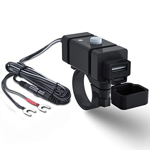 Offerta a tempo: iMESTOU Caricatore del Telefono USB C di Motocicletta, Addebito Rapido 3.0A Kit di Ricarica Della Porta USB a Doppio Manubrio 18W Con Interruttore e Fusibile Works con Motociclette a 12/24V, ATV... - 0.00% da 14.99 € a 14.99 €