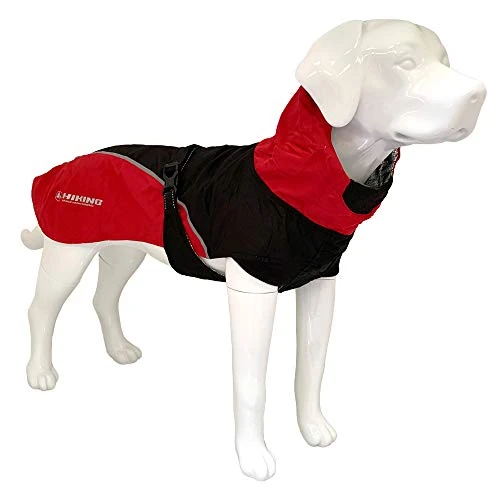 Croci Hiking Nanga - Giacca impermeabile antivento per cani con fodera termica, adatto fino a 5 C°, regolabile e ultraleggero, Rosso, taglia 80 cm