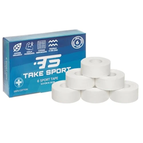 Oferta limitada: TS TAKE SPORT Cinta deportiva 2,5 cm x 10 m – 6 rollos, esparadrapo deportivo de algodón, finger tape crossfit, vendaje deportivo adhesivo, alta resistencia y confort, ideal voleibol boxeo escalada de 16.98 € a 16.98 € (ahorro 0.00%)
