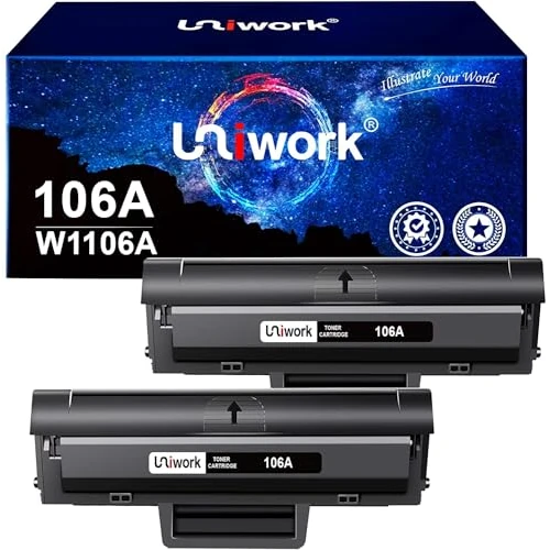 Tijdelijke aanbieding: Uniwork Toner Compatibele vervanging voor 106A W1106A voor 137fwg 135wg 107w 137fnw 135w 135a 135r 107a 107r (2 Zwart, Met Chip) van 57.59 € naar 30.98 € (46% korting)