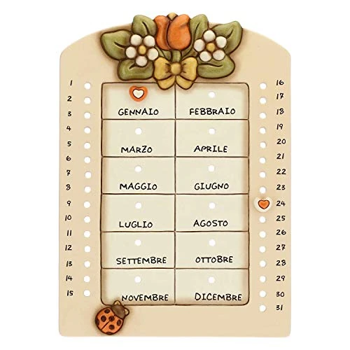 Offre limitée : THUN - Calendrier perpétuel mural Country - avec coccinelle porte-bonheur - Céramique - 22 cm h - Ligne I Classici de 60.77 € à 60.77 € (0.00% de remise)