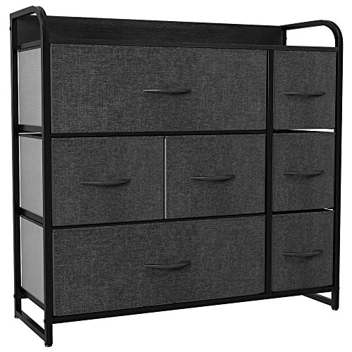 Oferta limitada: YITAHOME Cajonera de Tela, Cómoda de Tela, Unidad de Almacenamiento de Tela, con 7 cajones Extraíbles, Cómoda de para Sala de Estar, Dormitorio, habitación Infantil, Negro y Gris de 93.59 EUR a 67.19 EUR (ahorro 28%)