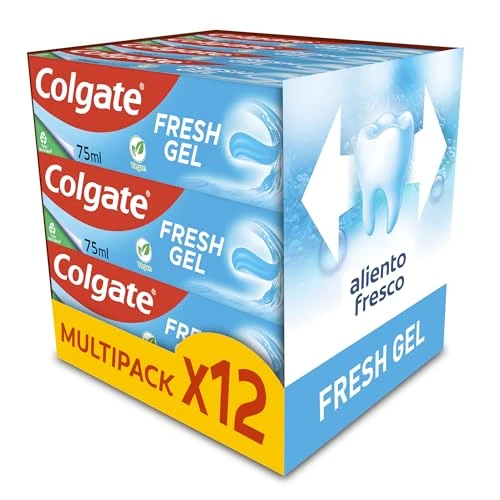 Offerta a tempo: Colgate Fresh Gel dentifricio al fluoro, confezione da 12 pezzi x 75 ml, dentrifico con protezione contro la carie, smalto sano e forte, alito fresco, uso quotidiano, sapore di menta rinfrescante - 41% da 28.50 € a 16.68 €