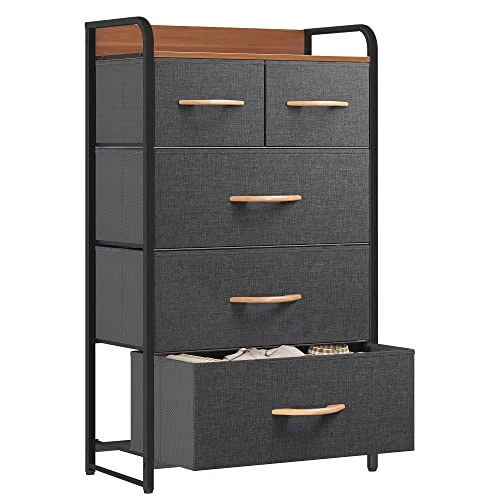 Oferta limitada: YITAHOME Cajonera de Tela, Cómoda de Tela, Unidad de Almacenamiento de Tela, con 5 cajones Extraíbles, Cómoda de para Sala de Estar, Dormitorio, habitación Infantil, Gris Oscuro de 85.99 EUR a 85.99 EUR (ahorro 0%)