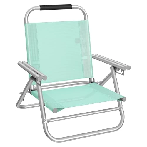 Offerta a tempo: SONGMICS Sedia da Spiaggia, Sedia Pieghevole Portatile, Schienale Regolabile a 4 Angoli, con Braccioli, Traspirante e Confortevole, Poltrona da Campeggio, Verde GCB065C01 - 32% da 49.99 € a 33.99 €