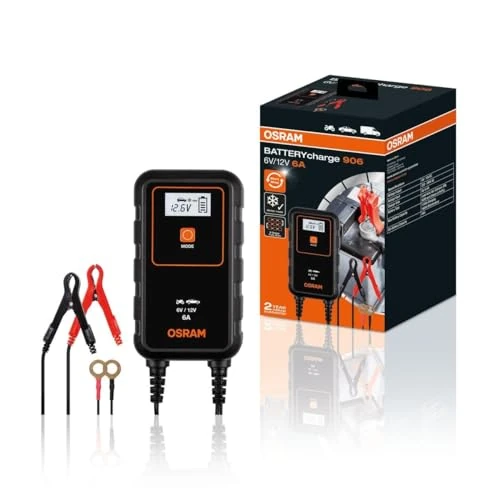 Offerta a tempo: OSRAM BATTERYcharge 906, caricabatterie intelligente da 6A e mantenitore della batteria, più potenza per batterie di dimensioni maggiori, 12V - 46% da 79.90 € a 43.38 €