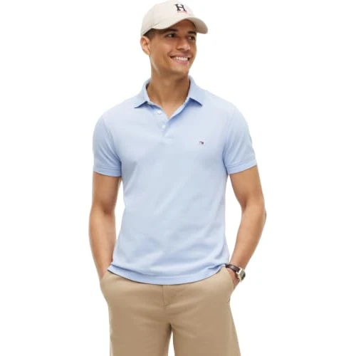 Offerta a tempo: Tommy Hilfiger Uomo Maglietta Polo Maniche Corte 1985 Slim Fit, Blu (Breezy Blue), M - 52% da 79.90 € a 38.30 €