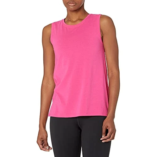 Amazon Essentials Canotta Yoga in Morbido Cotone Vestibilità Comoda (Disponibile in Taglie Forti) Donna, Rosa Brillante, XXL Plus