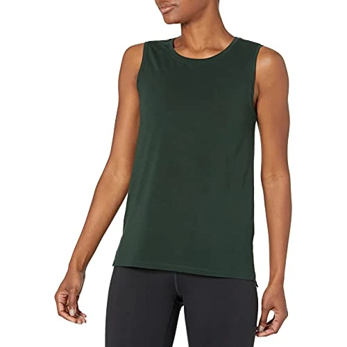 Offre limitée : Amazon Essentials Débardeur de Yoga en Coton Doux, Coupe Décontractée (Disponible en Grandes Tailles) Femme, Vert Profond, XL de 17.30 € à 17.30 € (0.00% de remise)