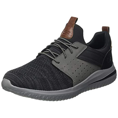 Offerta a tempo: Skechers Delson 3.0-Cicada, Slip on in Pizzo Elastico Lavorato a Maglia Uomo, BKGY Nero Grigio, 45.5 EU Larga - 0.00% da 39.64 € a 39.64 €