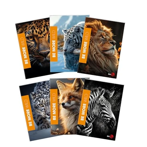 Offerta a tempo: BM BeMore WILD Maxi quaderni in formato A4 – Rigatura B, righe con margini per 3° elementare – Set da 10 pezzi con copertine assortite fantasia animali – 72 pagine, carta da 100g - 42% da 17.50 € a 10.07 €