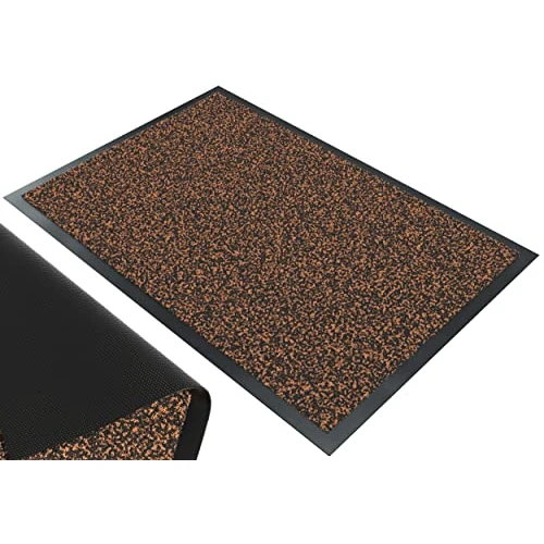 VOUNOT® Door Mats for Outdoor or Indoor, Dirt trapper, Non Slip Barrier Mat Washable Welcome Doormat Entrance Rug, Brown-Black, 40x60cm