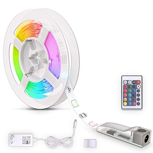 Offerta a tempo: B.K.Licht Striscia LED 3m, cambio colori RGB con telecomando, dimmerabile, adesiva, accorciabile, nastro luminoso LED, alimentatore spina europea, bianca, per interni IP20 - 0.00% da 14.99 € a 14.99 €