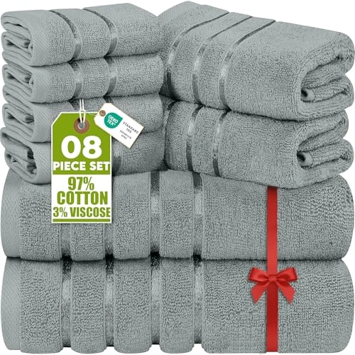 Limitiertes Angebot: Utopia Towels - 8er-Pack Handtuch-Set mit Aufhängeschlaufe aus 97% Baumwolle, saugfähig und schnell trocknend 2 Badetücher, 2 Handtücher, 4 Waschlappen (Kühl Grau) von 42.99 EUR auf 24.99 EUR (Spare 42%)