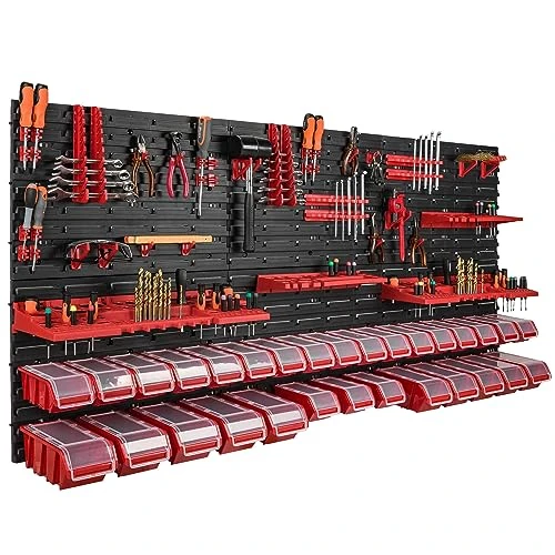 Oferta limitada: Estantería de pared de 178 x 78 cm, 30 cajas de almacenamiento con tapa transparente, cajas apilables, soporte de herramientas para taller, banco de trabajo de 97.99 € a 97.99 € (ahorro 0.00%)