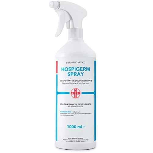 AIESI® Gebrauchsfertiges, schnell wirkendes Sprühdesinfektionsmittel für Oberflächen von Medizinprodukten und Dentaleinheiten 1 Liter Flasche HOSPIGERM SPRAY