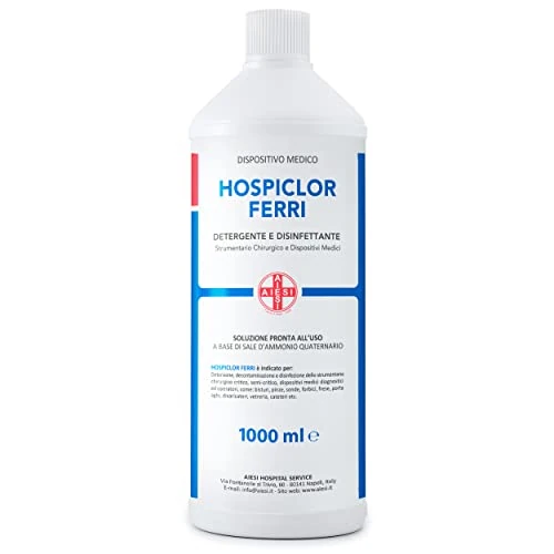 Tijdelijke aanbieding: AIESI® Desinfectiemiddel Gebruiksklaar voor medische instrumenten en apparaten op basis van benzalkoniumchloride 1 liter fles HOSPICLOR FERRI van 16.90 € naar 16.90 € (0.00% korting)