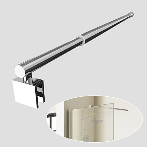 EMKE 700mm tot 1200mm Verstelbare Telescopische Lengte Bar Ondersteuning Bar Rvs Chrome Ronde Vorm voor Natte Kamer Douche Scherm Wandeling in Douche Behuizing, Past Dikte 8-10mm Glas