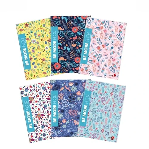 Limitiertes Angebot: BM BeMore FLOR Maxi-Notizbücher, 4 mm, A4, kariert, ohne Rand, 10 Stück mit floralem Glitzer-Umschlag, 96 Seiten, 100 g Papier, ideal für Mittel- und Oberschulen von 19.72 EUR auf 19.72 EUR (Spare 0%)