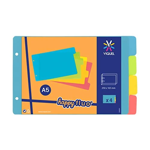 Offre limitée : VIQUEL - Intercalaires pour classeur à fiches bristol 12,5x20cm en plastique - Intercalaires Coloris fluo de 2.43 € à 1.99 € (18% de remise)